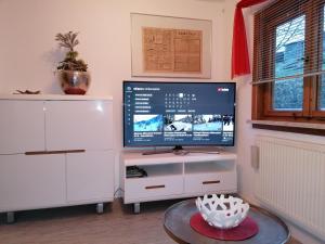 施泰纳赫Ferienwohnung Müller的客厅配有电视和桌子