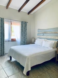 塔马林多Ten North Tamarindo Beach Hotel的一间卧室设有一张大床和大窗户