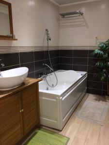 克斯米奇斯米城堡酒店的带浴缸和盥洗盆的浴室