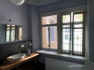 安娜贝格-布赫霍尔茨Wolke 33的一间带水槽的浴室和两个窗户
