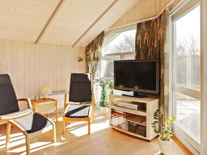 乌尔夫堡Holiday Home Hummingen的客厅配有2把椅子和平面电视