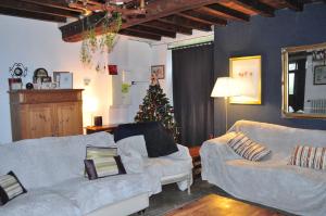 PercyLa Maison du Chene的客厅配有两张沙发和一棵圣诞树