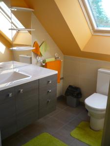 普卢阿gite la bretonne的一间带水槽和卫生间的浴室