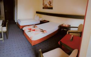 迪尔门唐斯兰德酒店的酒店客房,配有两张床和椅子