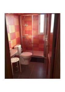 因赫尼奥Apartamentos cerca del Aeropuerto的浴室配有卫生间、盥洗盆和淋浴。