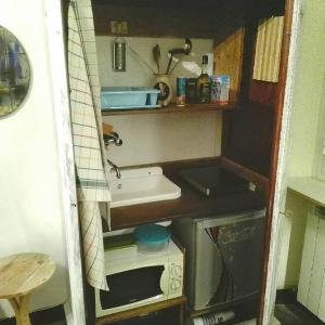 奥瓦达Studiocasarte的一间带水槽和微波炉的小厨房