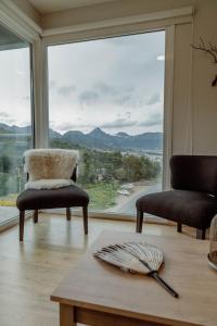 乌斯怀亚Ushuaia Homes Martial Apartments的客厅配有两把椅子和大窗户