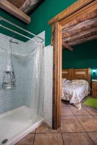 BerrobiArkaitza的带淋浴的浴室和客房内的一张床