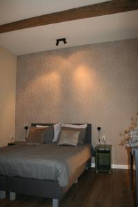 OverasseltB&B Agnetenhoeve的卧室配有一张带两盏灯的墙壁床。