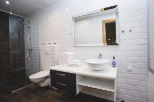 派尔努Kuninga Old Town Resident的一间带水槽、卫生间和镜子的浴室