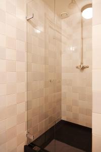 乌得勒支斯瓦尼恩维赫特酒店的带淋浴的浴室和玻璃门