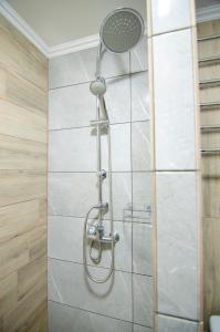 利沃夫Pop Art Hostel Rynok Sq的浴室内配有淋浴和头顶淋浴
