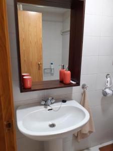 坎弗兰克埃斯塔西翁PASEO DE LOS AYERBE Nº5的浴室设有白色水槽和镜子