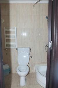 Corbii MariHotel Popasul Iancului的一间带卫生间和浴缸的浴室