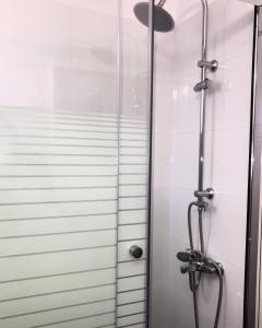 罗德镇Klm House的带淋浴的浴室和玻璃门