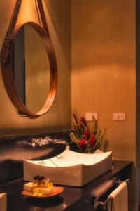 维拉港瓦努阿图华威乐拉冈水疗度假酒店的一间带水槽和镜子的浴室
