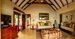 维拉港瓦努阿图华威乐拉冈水疗度假酒店的带沙发和电视的客厅