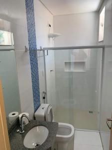 马塞约Summit Pousada Noah的浴室配有卫生间、盥洗盆和淋浴。