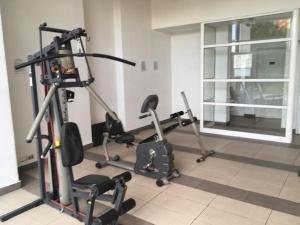 维纳德马Departamento Alto Libertad Meseta Coraceros的健身房设有2个跑步机和健身自行车
