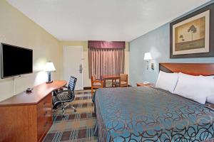 莱德森莱德森戴斯酒店的配有一张床和一张书桌的酒店客房