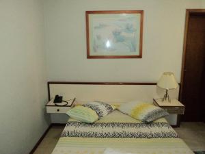 帕尔杜河畔圣若泽MAGA PLAZA HOTEL的一间卧室配有带枕头和台灯的床