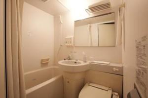 高山Country Hotel Takayama - Vacation STAY 67710的一间带卫生间、水槽和镜子的浴室