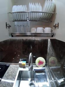 古多里New Gudauri loft1的厨房柜台设有水槽和水槽