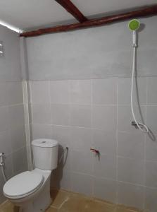 俊穆岛Blue Sky Bungalow的一间带卫生间和淋浴的浴室