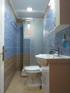 希俄斯CityZen Rooms Chios的浴室配有卫生间、盥洗盆和淋浴。