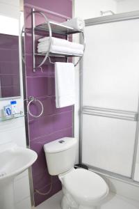莫克瓜MUNAY TTIKA Hoteles的一间带卫生间和水槽的浴室