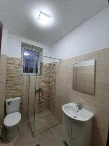 塔古玖GARSONIERRE CENTRAL LUXURY的一间带卫生间和水槽的浴室