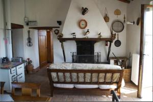 拉迪科法尼Villa Podere Isabella的客厅设有壁炉和一张床。