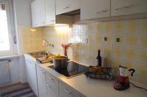 布鲁尼科Appartamento Grunwald的厨房配有水槽和台面