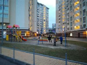 基辅Gloria park apartment的城市中带游乐场的公园