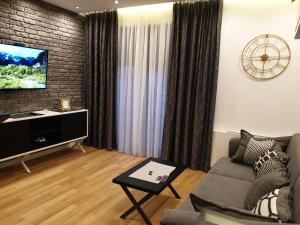 贝尔格莱德Luxury Spa Suite的带沙发和平面电视的客厅
