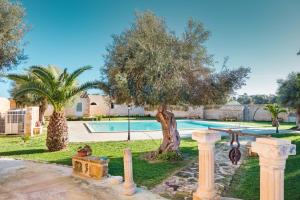 锡拉库扎Masseria Testaferrata的一座带游泳池和树的别墅