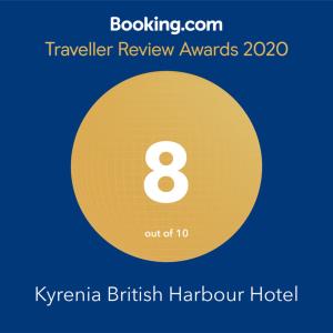 凯里尼亚Kyrenia British Harbour Hotel的黄色圆圈,上面有8个