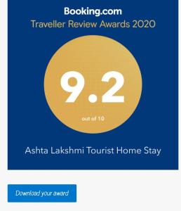 印多尔Ashta Lakshmi Tourist Home Stay的黄色圆圈,上面有数字