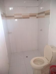 圣贝尔纳多德尔比恩托Tadù Playa Hotel的白色的浴室设有卫生间。