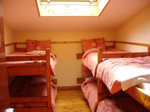 基拉尼Killarney Railway Hostel的客房设有三张双层床和一扇窗户。