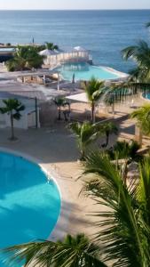 巴亚希贝Private Apartments in Caribe Dominicus solo adultos的享有海滩酒店或附近游泳池的景致。