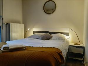 兰斯老盯公寓酒店的卧室配有一张大床,墙上装有镜子