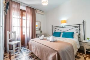 格拉纳达Veronica Centro的一间卧室配有一张带蓝色枕头的大床