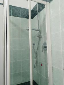 米兰Miu Hotel的浴室里设有玻璃门淋浴