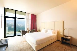 拜昂杜罗宫水疗度假村酒店的卧室配有一张白色大床和一张书桌