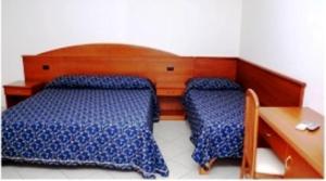 菲拉德尔菲亚卡斯特尔莫纳多酒店的一间卧室设有两张床和木制床头板