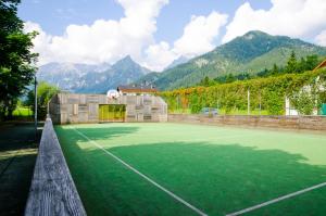 茵特斯托德欣特斯托德加特尔酒店的一座以山脉为背景的网球场