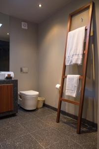 墨西哥城Casa 9的一间带毛巾架和卫生间的浴室