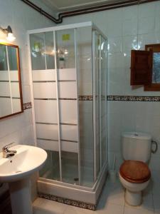 La Pobla de CérvolesMas Arboretum的带淋浴、卫生间和盥洗盆的浴室