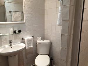 土伦博纳帕特酒店的白色的浴室设有卫生间和水槽。